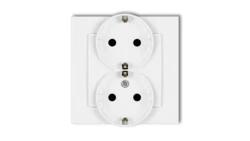 MINI Gniazdo podwójne z uziemieniem SCHUKO 2x(2P+Z) (przesłony torów prądowych) biały mat 25MGP-2sp