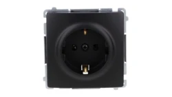 Simon Basic Gniazdo wtyczkowe z uziemieniem Schuko (moduł) z przesłonami torów prądowych, zaciski śrubowe czarny BMGSZ1Z.01/49