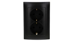 Simon 10 Gniazdo wtyczkowe Schuko podwójne 16A, 250V, zaciski śrubowe czarny mat CGSZ2/49