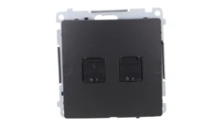 Simon Basic Gniazdo komputerowe RJ45, kat 6, podwójne z przesłoną przeciwkurzową (moduł) czarny BM62.01/49