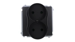 Simon Basic Gniazdo wtyczkowe podwójne bez uziemienia (moduł),16A, 250V, zaciski śrubowe czarny BMG2M.01/49