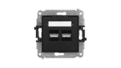 ICON Mechanizm ładowarki USB podwójnej, 5V, 3.1A czarny mat 12ICUSB-6