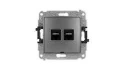 ICON Mechanizm gniazda komputerowego podwójnego 2xRJ45, kat. 6A, 8-stykowy, bez pola opisowego grafitowy 11IGKBO-8