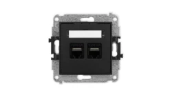 ICON Mechanizm gniazda komputerowego podwójnego 2xRJ45, kat. 6A, 8-stykowy czarny mat 12IGK-8