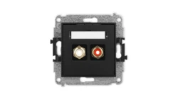 ICON Mechanizm gniazda podwójnego RCA (typu cinch - biały i czerwony, pozłacany) czarny mat 12IGRCA-2