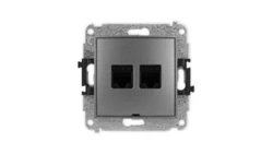 ICON Mechanizm gniazda komputerowego podwójnego 2xRJ45, kat. 6, 8-stykowy, bez pola opisowego grafitowy 11IGKBO-4