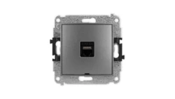 ICON Mechanizm gniazda komputerowego pojedynczego 1xRJ45, kat. 6A, 8-stykowy, bez pola opisowego grafitowy 11IGKBO-7