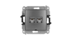 ICON Mechanizm gniazda komputerowego podwójnego 2xRJ45, kat. 6, ekranowane, 8-stykowy, bez pola opisowego grafitowy 11IGKBO-6