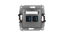 ICON Mechanizm gniazda podwójnego 2xUSB A-A 3.0 grafitowy 11IGUSB-6