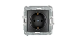 ICON Mechanizm gniazda pojedynczego z uziemieniem SCHUKO 2P+Z (przesłony torów prądowych) grafitowy 11IGP-1sp