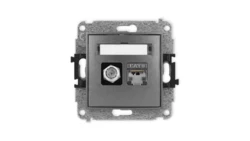 ICON Mechanizm gniazda antenowego poj. typu F (SAT) + gniazda komp. poj. 1xRJ45, kat. 6 ekranowane, 8-stykowy grafitowy 11IGFK-5