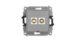 ICON Mechanizm gniazda głośnikowego poj., bez opisu (banan - czerwony i czarny, pozłacany, 4 mm2, skręcany) szary mat 27IGGBO-4