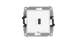 ICON Mechamizm gniazda pojedynczego USB A-A 3.0, bez pola opisowego biały mat 25IGUSBBO-5
