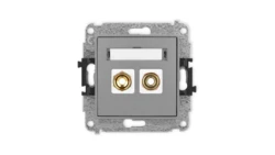 ICON Mechanizm gniazda głośnikowego pojedynczego (typu banan - czerwony i czarny, pozłacany, 4 mm2, skręcany) szary mat 27IGG-4