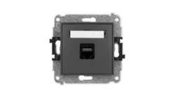 ICON Mechanizm gniazda komputerowego pojedynczego 1xRJ45, kat. 6A, 8-stykowy grafitowy mat 28IGK-7