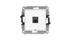 ICON Mechanizm gniazda komputerowego pojedynczego 1xRJ45, kat. 8, ekranowane, 8-stykowy, bez pola opisowego biały mat 25IGKBO-11