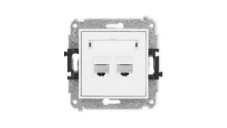 ICON Mechanizm gniazda komputerowego podwójnego 2xRJ45, kat. 6, 8-stykowy biały mat 25IGK-4