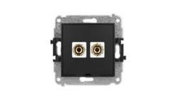 ICON Mechanizm gniazda głośnik. poj., bez opisu (banan czerwony i czarny, pozłacany, 4 mm2, do lutowania) czarny mat 12IGGBO-3