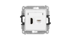 ICON Mechanizm gniazda pojedynczego HDMI 2.0 + gniazda komp. poj. 1xRJ45, kat. 5e, 8-stykowy biały mat 25IGHK