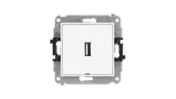 ICON Mechanizm gniazda pojedynczego USB A-A 2.0, bez pola opisowego biały mat 25IGUSBBO-1