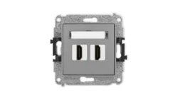 ICON Mechanizm gniazda podwójnego HDMI 2.0 szary mat 27IHDMI-4