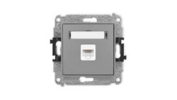 ICON Mechanizm gniazda komputerowego pojedynczego 1xRJ45, kat. 5e, 8-stykowy szary mat 27IGK-1