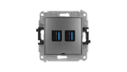 ICON Mechanizm gniazda podwójnego 2xUSB A-A 3.0, bez pola opisowego grafitowy 11IGUSBBO-6