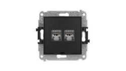 ICON Mechanizm gniazda komputerowego podwójnego 2xRJ45, kat. 6, ekranowane, 8-stykowy, bez pola opisowego czarny mat 12IGKBO-6