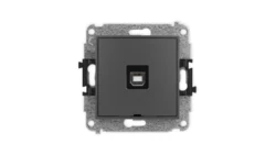 ICON Mechanizm gniazda pojedynczego USB A-B 2.0, bez pola opisowego grafitowy mat 28IGUSBBO-3