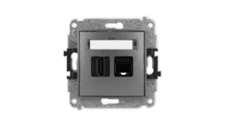 ICON Mechanizm gniazda pojedynczego HDMI 2.0 + gniazda komp. poj. 1xRJ45, kat. 5e, 8-stykowy grafitowy 11IGHK