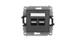 ICON Mechanizm ładowarki USB podwójnej, 5V, 3.1A grafitowy mat 28ICUSB-6