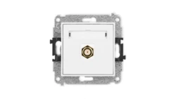 ICON Mechanizm gniazda antenowego pojedynczego typu F (SAT) pozłacany biały mat 25IGF-1.1