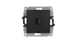 ICON Mechamizm gniazda pojedynczego USB A-A 3.0, bez pola opisowego czarny mat 12IGUSBBO-5