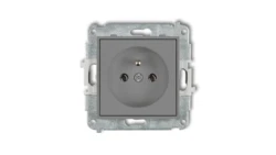 ICON Mechanizm gniazda pojedynczego z uziemieniem 2P+Z (bez przesłon torów prądowych) szary mat 27IGP-1z
