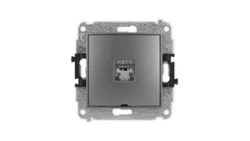 ICON Mechanizm gniazda komputerowego pojedynczego 1xRJ45, kat. 6, ekranowane, 8-stykowy, bez pola opisowego grafitowy 11IGKBO-5
