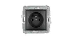 ICON Mechanizm gniazda pojedynczego z uziemieniem 2P+Z (przesłony torów prądowych) grafitowy 11IGP-1zp
