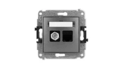 ICON Mechanizm gniazda antenowego poj. typu F (SAT) + gniazda komp. poj. 1xRJ45, kat. 6, 8-stykowy grafitowy 11IGFK-3