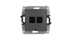 ICON Mechanizm gniazda podwójnego 2xUSB C-C, bez pola opisowego grafitowy mat 28IGUSBBO-8