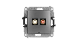 ICON Mechanizm gniazda podwójnego RCA, bez pola opisowego (typu cinch - biały i czerwony, pozłacany) grafitowy 11IGRCABO-2