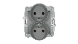 ICON Mechanizm gniazda podwójnego do ramki z uziemieniem 2x(2P+Z) (bez przesłon torów prądowych) szary mat 27IGPR-2z