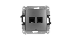 ICON Mechanizm gniazda telefonicznego podwójnego 2xRJ11, 4-stykowy, beznarzędziowe, bez pola opisowego grafitowy 11IGTBO-2