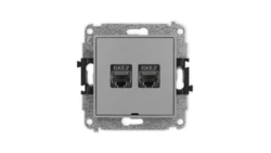 ICON Mechanizm gniazda komputerowego podwójnego 2xRJ45, kat. 7, ekranowane, 8-stykowy, bez pola opisowego szary mat 27IGKBO-10