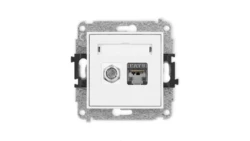 ICON Mechanizm gniazda antenowego poj. typu F (SAT) + gniazda komp. poj. 1xRJ45, kat. 6 ekranowane, 8-stykowy biały mat 25IGFK-5