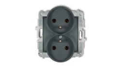 ICON Mechanizm gniazda podwójnego do ramki z uziemieniem 2x(2P+Z) (bez przesłon torów prądowych) grafitowy mat 28IGPR-2z