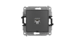 ICON Mechanizm gniazda komputerowego poj. 1xRJ45, kat. 5e, ekranowane, 8-styk, bez pola opisowego grafitowy mat 28IGKBO-1e