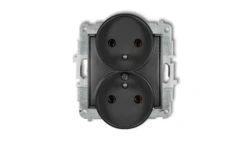 ICON Mechanizm gniazda podwójnego do ramki z uziemieniem 2x(2P+Z) (bez przesłon torów prądowych) grafitowy 11IGPR-2z