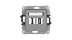 ICON Mechanizm gniazda podwójnego 2xUSB A-A 2.0 szary mat 27IGUSB-2