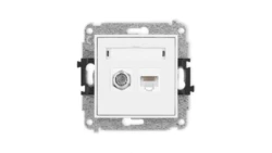 ICON Mechanizm gniazda antenowego poj. typu F (SAT) + gniazda komp. poj. 1xRJ45, kat. 5e, 8-stykowy biały mat 25IGFK-1