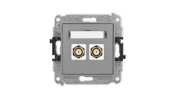 ICON Mechanizm gniazda antenowego podwójnego typu F (SAT) pozłacany szary mat 27IGF-2.1