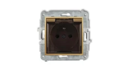 ICON Mechanizm gniazda bryzgoszczelnego z uziemieniem 2P+Z (klapka dymna, przesłony torów prądowych) złoty 29IGPB-1zdp